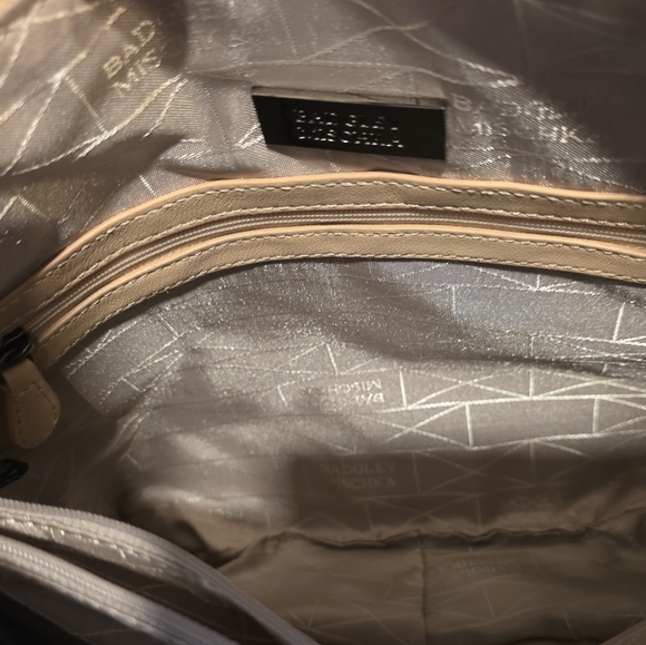 Vintage Badgley Mischka Tan & Gold Chevron Snakeskin Leather Crossbody Bag. NWT - Picture 13 of 15